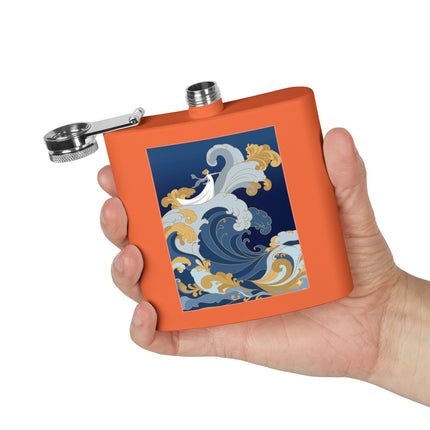 Wave Enchantress Flask – Oceanic Grace & Golden Tides