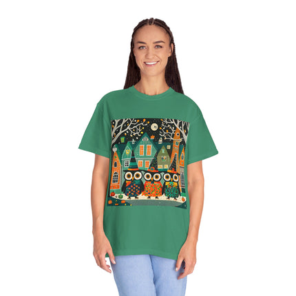 Night of the Trick-or-Treating Owlets Unisex Garment-Dyed T-shirt