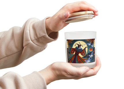 Court Magician with Ghost Butterflies Frosted Glass Candle, 11oz