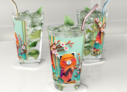 A Playful Red Panda Glass, 16oz