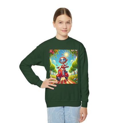 The Traveling Robot Youth Crewneck Sweatshirt – Adventure, Curiosity & Playful Discovery