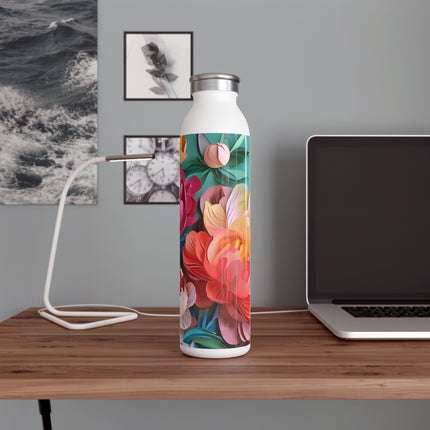 Peonies in Full Bloom Slim Water Bottle