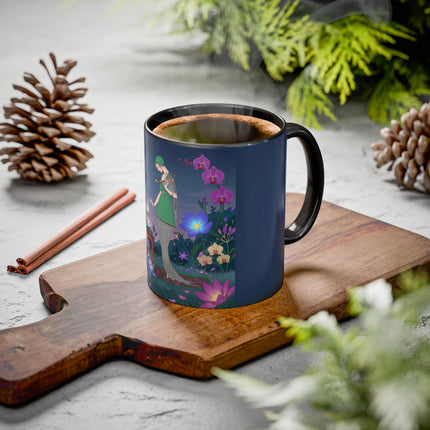 Moonlit Incense Ceremony Colorful Mugs – Art Deco Meditation Garden