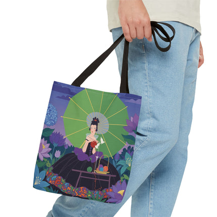 🧶🌸 The Lady Of The Enchanted Knitting Garden Tote Bag – Art Deco Floral Fantasy