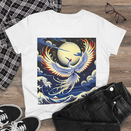 Majestic White Crane Cotton Tee