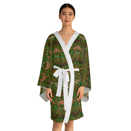 Japanese Fan Pattern by G.A. Audsley Long Sleeve Kimono Robe (AOP)