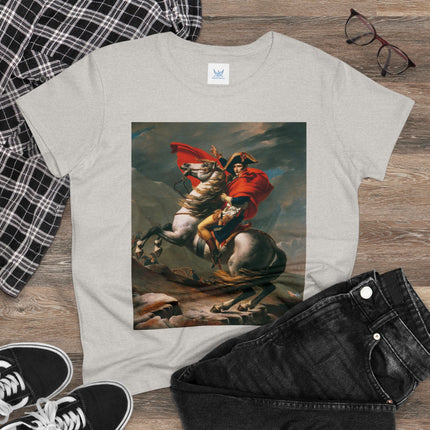 Napoleon Crossing the Alps by Jacques-Louis David Women's Midweight Cotton Tee