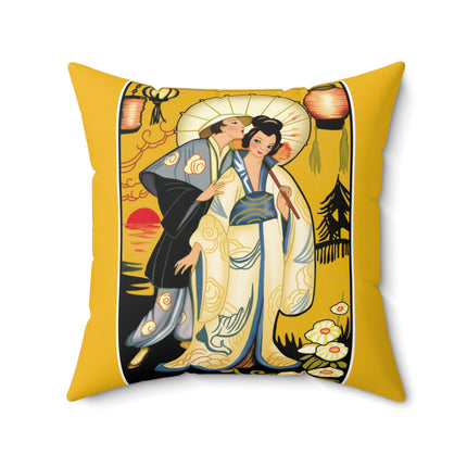 Golden Embrace Spun Polyester Square Pillow