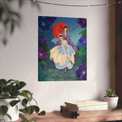 🌂💜 The Ladies Of The Violet Garden Matte Vertical Poster – Art Deco Floral Elegance