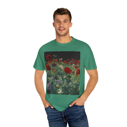 Poppies (A Study of Poppies for Carnation, Lily, Lily, Rose) by John Singer Sargent Unisex Garment-Dyed T-shirt