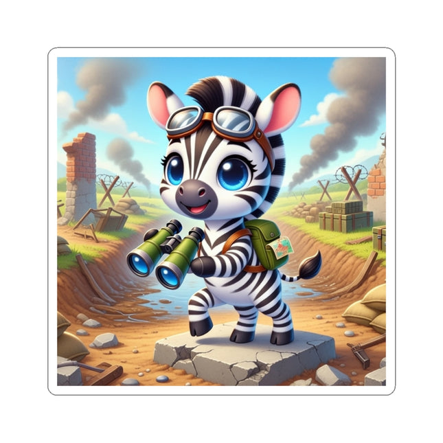 🦓🔭 The Zebra Lookout Kiss-Cut Sticker – Adventure, Curiosity & Explorer Spirit