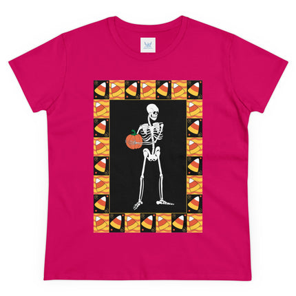 Candy Corn Skeleton Women's Midweight Cotton Tee