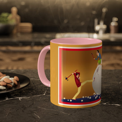 Crack-Up Comedy: The Great Egg Duel Colorful Mugs, 11oz