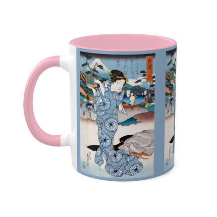 Japanese woman woodblock print by Keisai Eisen Colorful Mugs, 11oz