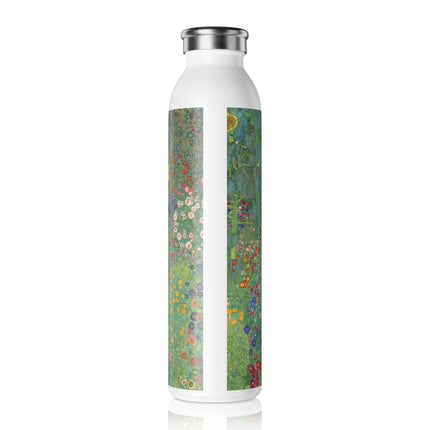 Farm Garden with Sunflowers by Gustav Klimt Slim Water Bottle