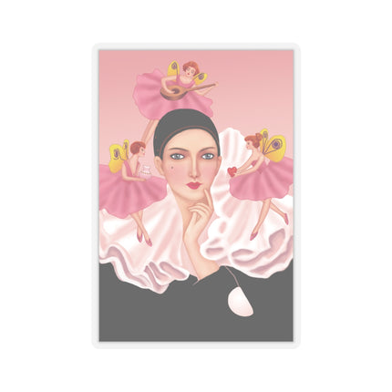 Pierrot & Fairies Dressed in Pink by Sofia Chiostri Kiss-Cut Stickers (4 Sizes)