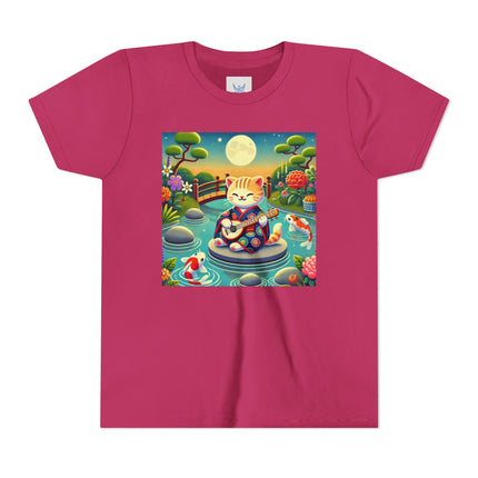 Melodic Kitten by the Koi Pond Youth Short Sleeve Tee