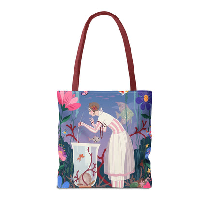 🐠🌸 The Lady Of The Enchanted Aquarium Tote Bag – Art Deco Garden Fantasy