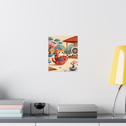 🏹🐱 Archer Kitten in the Zen Garden Matte Vertical Poster – Focus, Whimsy & Zen Balance