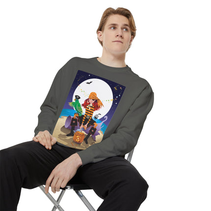 Moonlit Pirate Halloween Unisex Garment-Dyed Sweatshirt