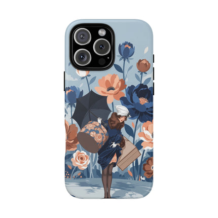 ☂️🌺 The Lady Of The Traveling Garden Phone Case – Art Deco Floral Adventure