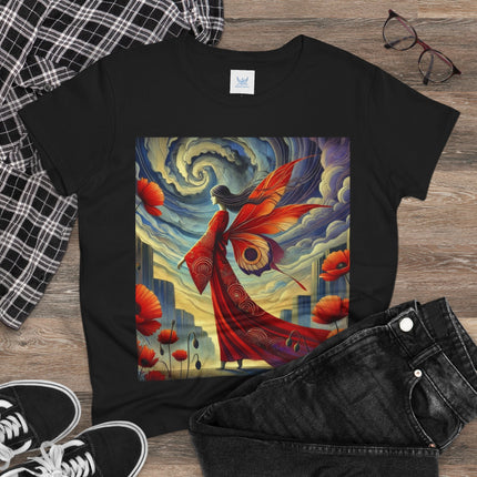 The Poppy Fairy in the Wind Cotton Tee