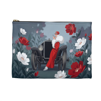 🚗🌺 The Lady Of The Grand Touring Car Accessory Pouch – Art Deco Motoring Elegance