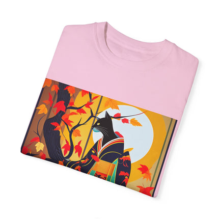 Black Cat in Kimono Unisex Garment-Dyed T-shirt