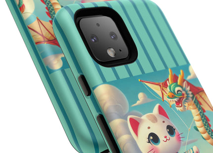 Geisha Kitten and the Dragon Kite Phone Cases