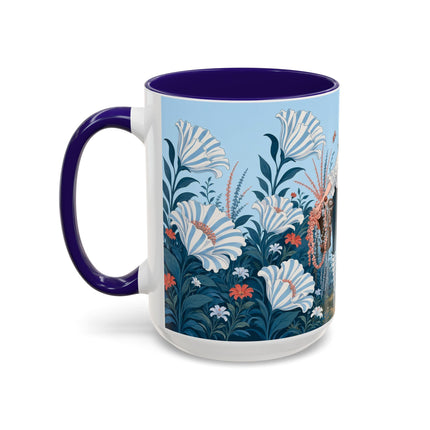 🎨💙 The Enchanted Garden Artist Colorful Mug – Art Deco Floral Whimsy
