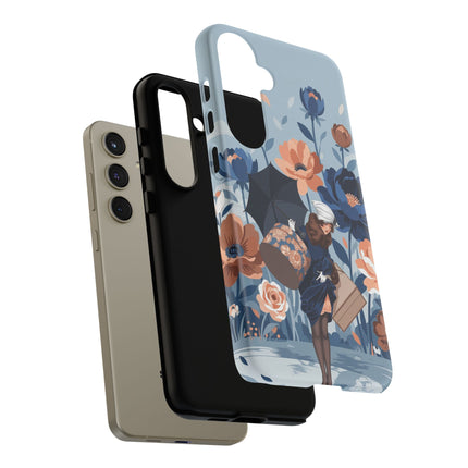 ☂️🌺 The Lady Of The Traveling Garden Phone Case – Art Deco Floral Adventure
