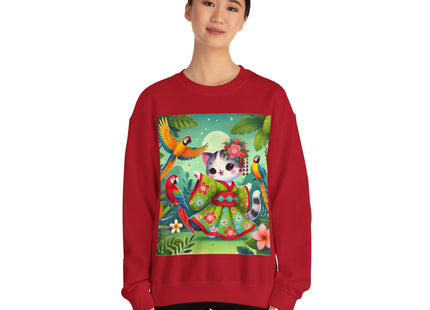 Parrot Dance of the Geisha Kitten Heavy Blend™ Crewneck Sweatshirt