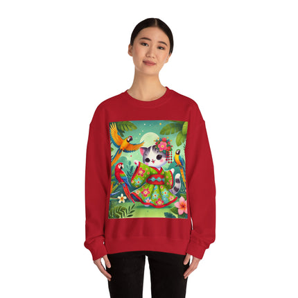 Parrot Dance of the Geisha Kitten Heavy Blend™ Crewneck Sweatshirt