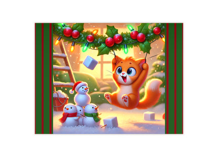 Naughty or Nice Kitten Christmas Ceramic Tile