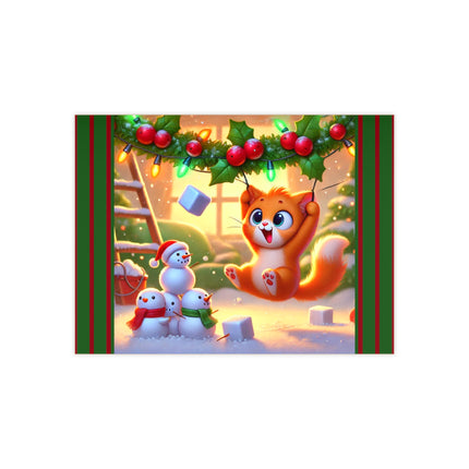 Naughty or Nice Kitten Christmas Ceramic Tile