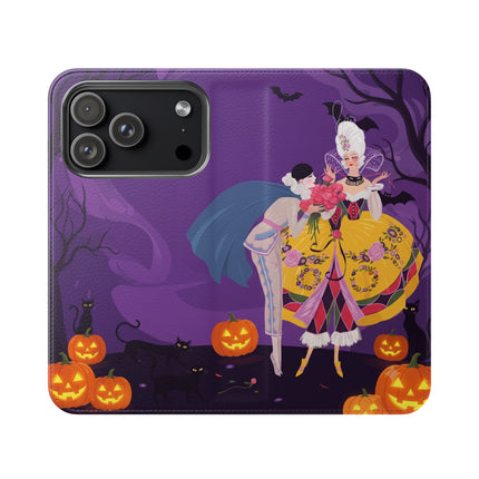 🎭🌹 The Harlequin Rose Masquerade Flip Case – Theatrical Halloween Romance