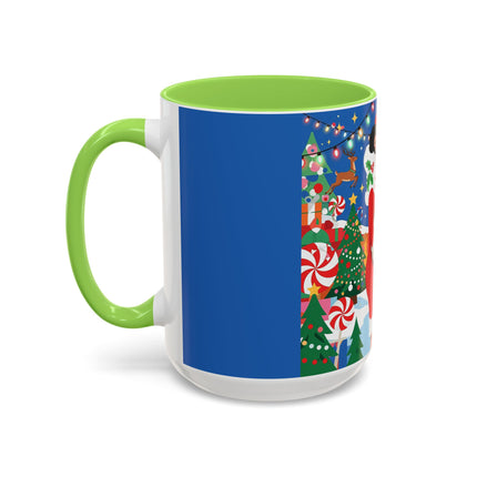🦌🍬 The Lady Of The Peppermint Christmas Garden Colorful Mug – Colorful Art Deco Holiday Fantasy