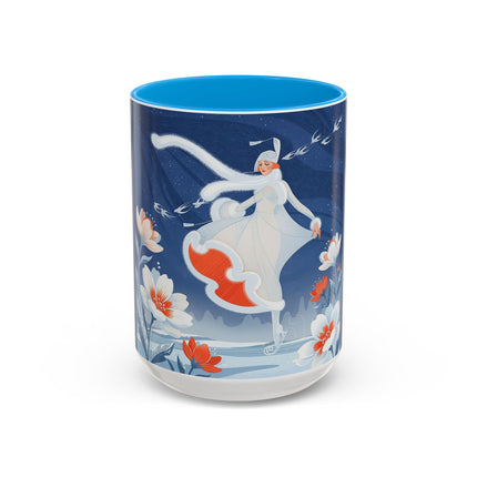 ❄️⛸️ The Winter Skater’s Flight Colorful Mug – Art Deco Floral Fantasy