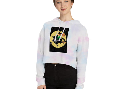 A Witch’s Moonlit Flight Women’s Cropped Hooded Sweatshirt