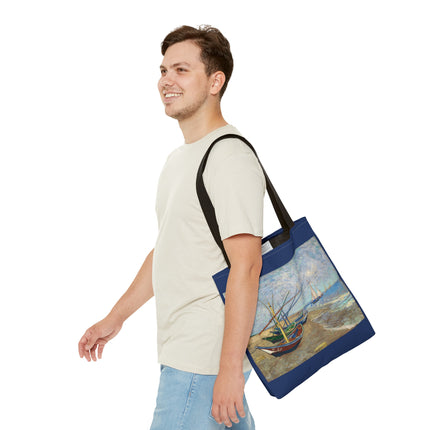 Fishing Boats on the Beach at Saintes-Maries by Vincent Van Gogh Tote Bag (AOP)
