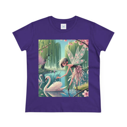 A Fairy Painting a Swan Cotton Tee