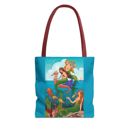 Three Mermaids with Strings of Pearls by Carlo Chiostri Tote Bag (AOP)