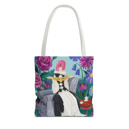 🌹🧶 The Lady Of The Golden Yarn Tote Bag – Art Deco Floral Elegance