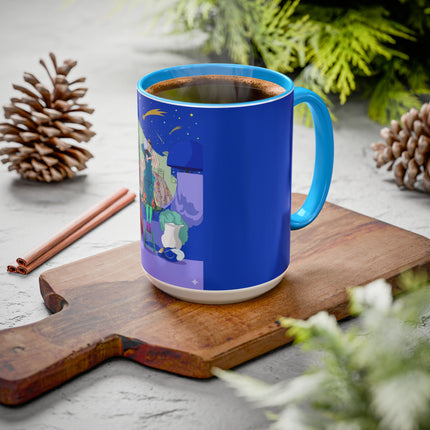 Wishes Beneath the Comet Sky Colorful Mug (11oz, 15oz) – Celestial Magic, Art Deco Elegance & Dreamy Wonder