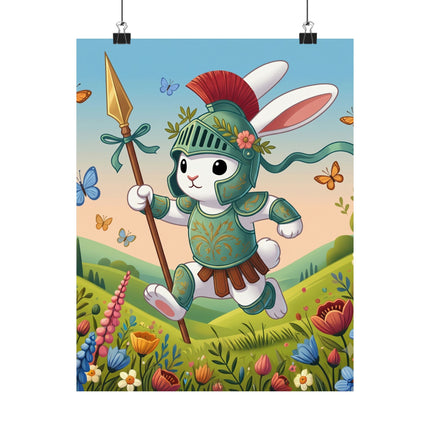 🐇⚔️ Rabbit Gladiator Matte Vertical Poster – Courage, Adventure & Meadow Heroics