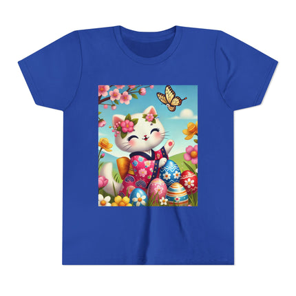 Easter Kitten and Painted Eggs Youth Short Sleeve Tee