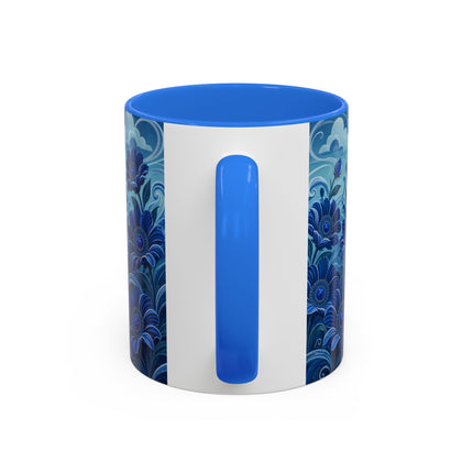 💙🌸 The Sapphire Wind Dancer Colorful Mug – Art Deco Floral Fantasy