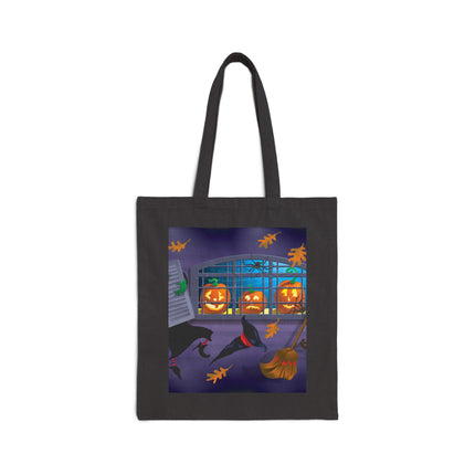 Whimsical Halloween Mischief Cotton Canvas Tote Bag