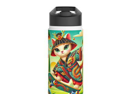 Dragon Dance on Wheels Stainless Steel Water Bottle, Standard Lid