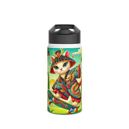 Dragon Dance on Wheels Stainless Steel Water Bottle, Standard Lid